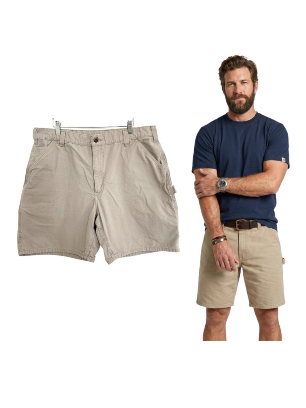Carhartt Shorts Mens 38 Original Fit B144Tan Khaki Beige Carpenter Utility